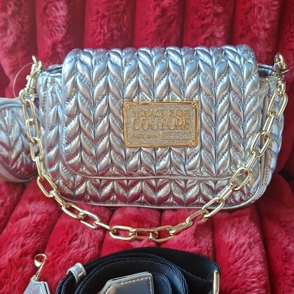 Versace Jeans Couture Silver Quilted Women's Bag - Picture 5 of 12